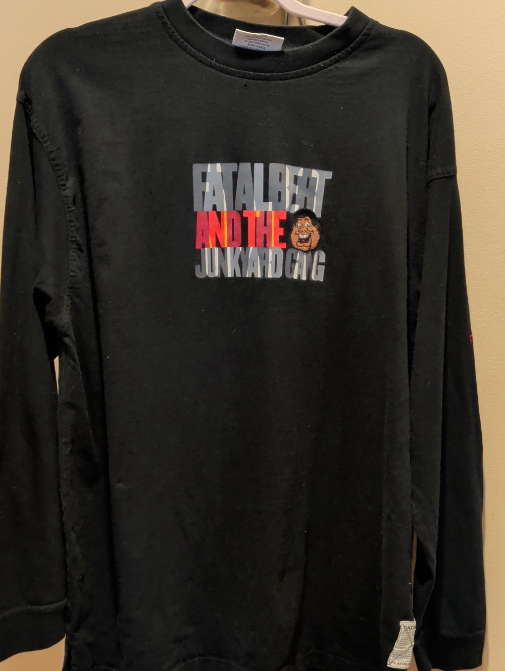 FUBU Black Crewneck with Multicolor 'Fatalbert and The Junkyard Gang' Graphic
